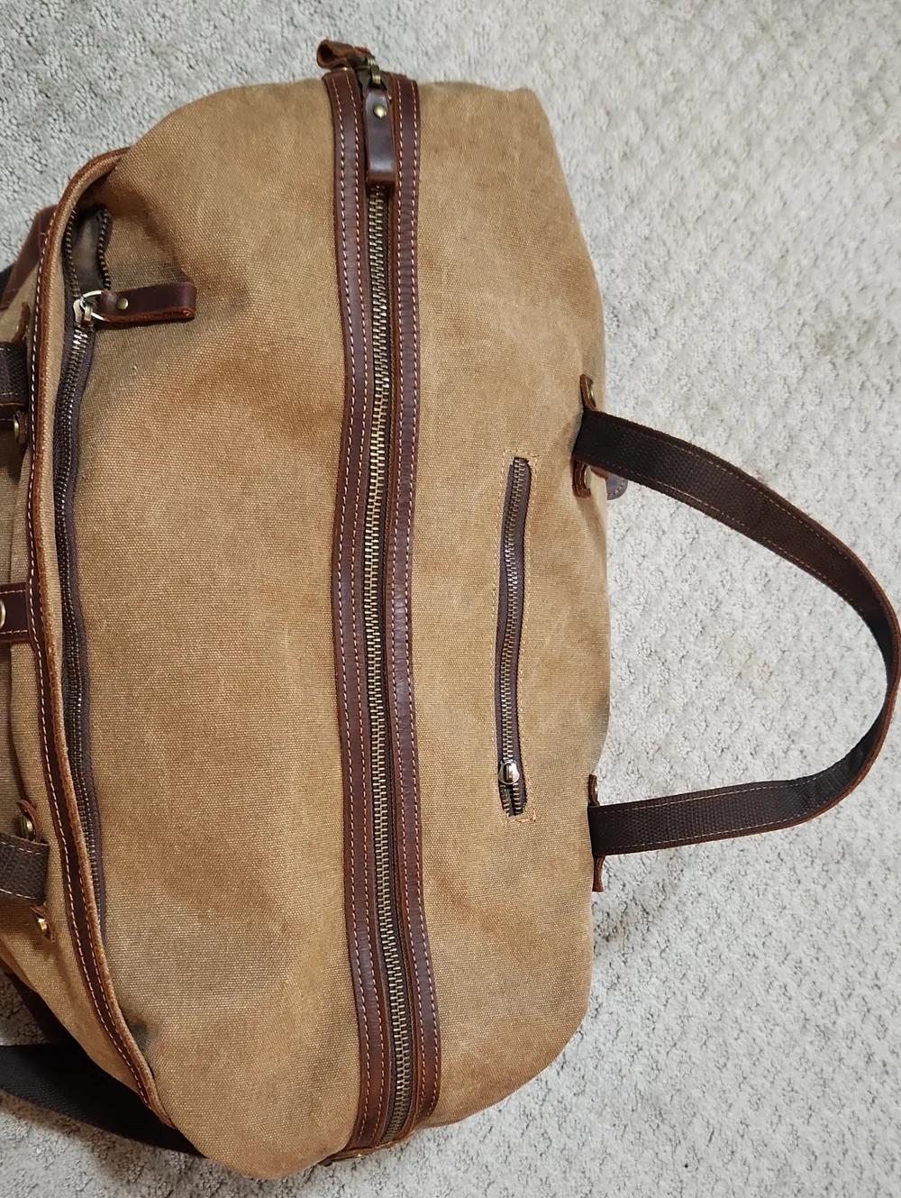 Emissary Duffle Bag Brown Leather & Waxed Canvas Large Travel Weekender For Men
